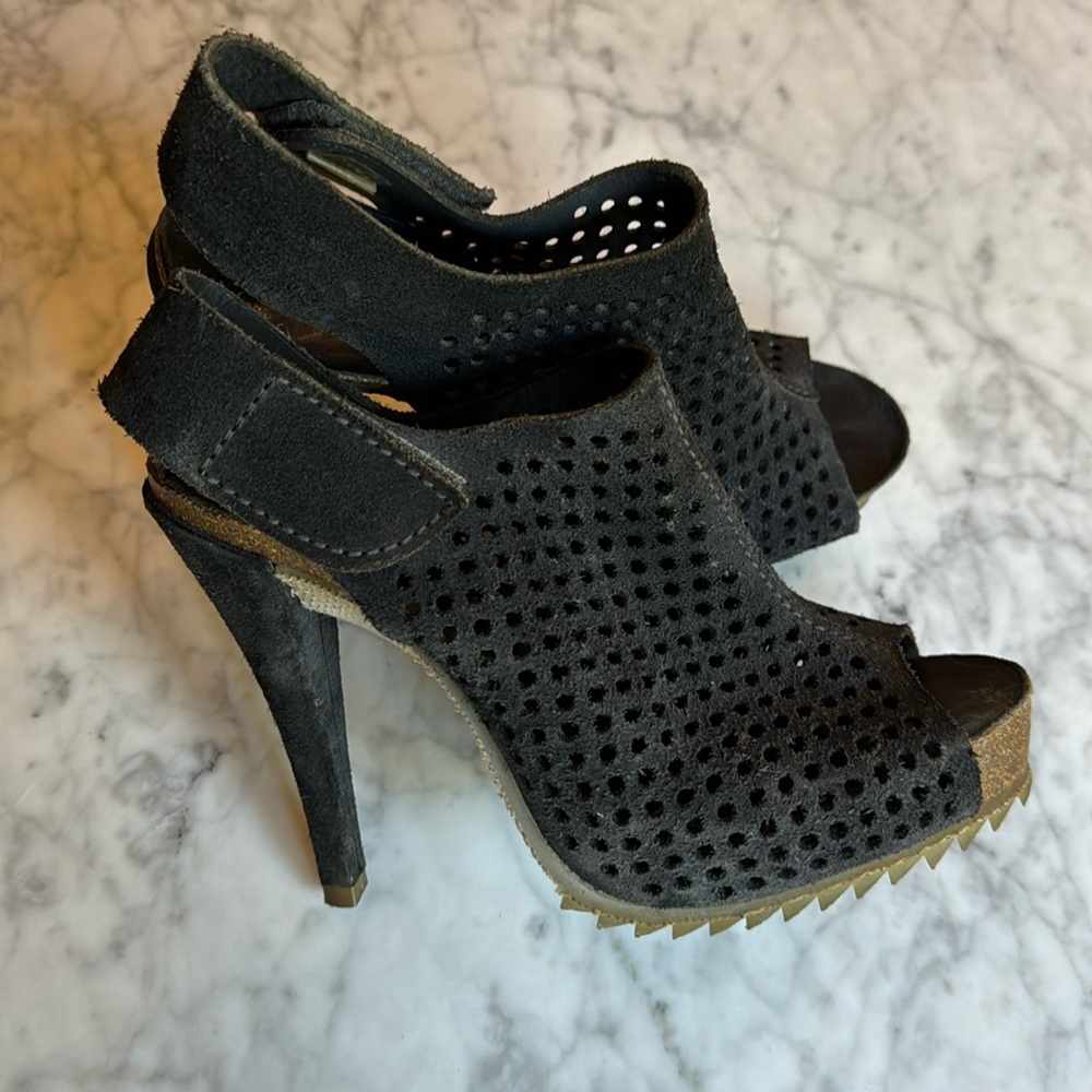 Pedro Garcia Navy Suede Platform Heel